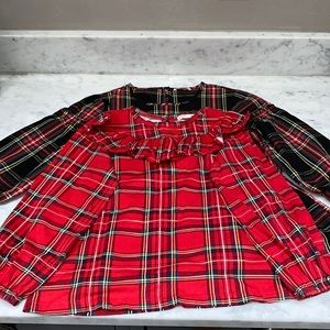 2 Girls Crewcuts Christmas Plaid Blouses